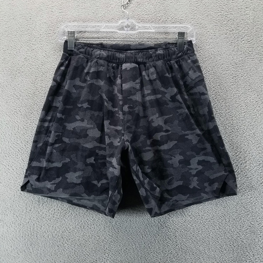 Lululemon Shorts Mens S Black Camo Pace Breaker Lined Drawstring 7" Gym Training